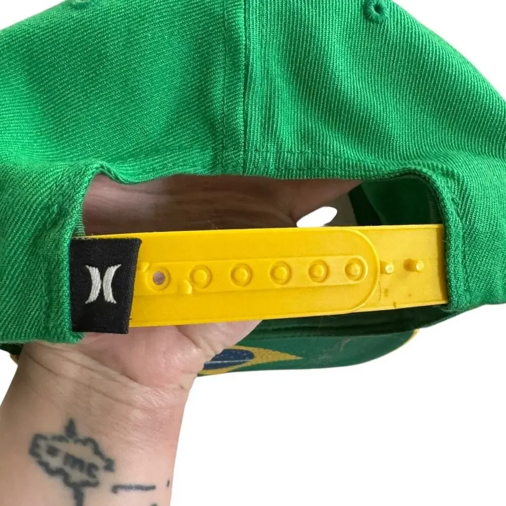 Hurley Classics Yupoong Brasil Brazil Flag Under Brim Ball Cap Wool Blend Green